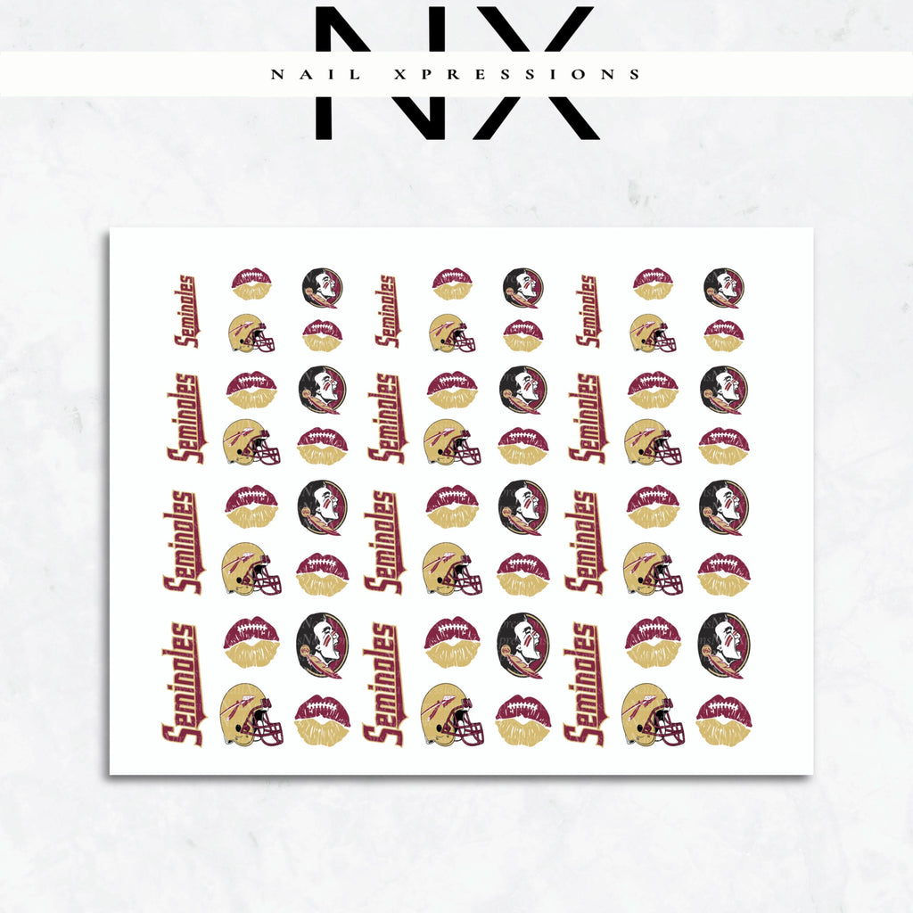 Seminoles Football Nail Art | Football Nail Stickers or Nail Water Decals