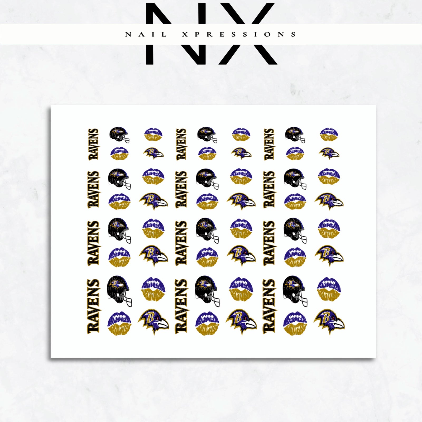 Ravens Football Nail Art | Football Nail Stickers or Nail Water Decals