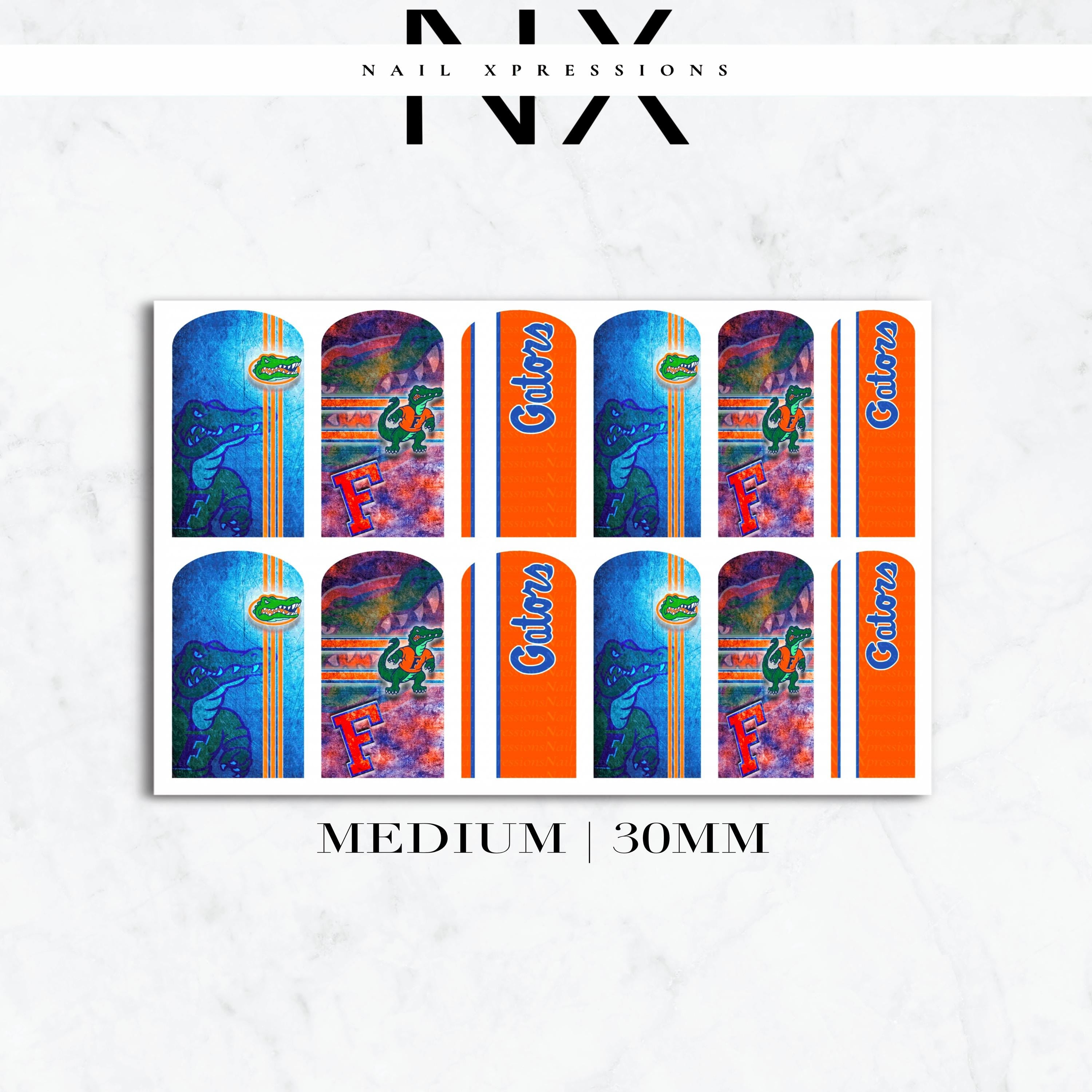 Florida Gators Football Nail Art | Waterslide Nail Wraps | Football Nail Designs