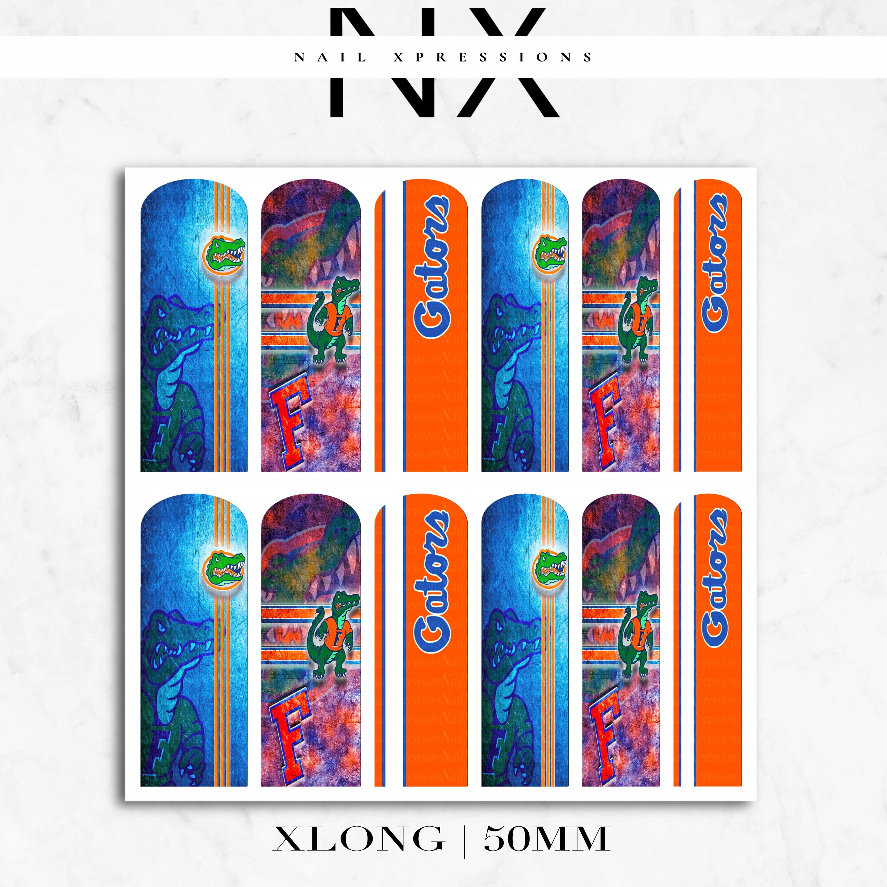 Florida Gators Football Nail Art | Waterslide Nail Wraps | Football Nail Designs