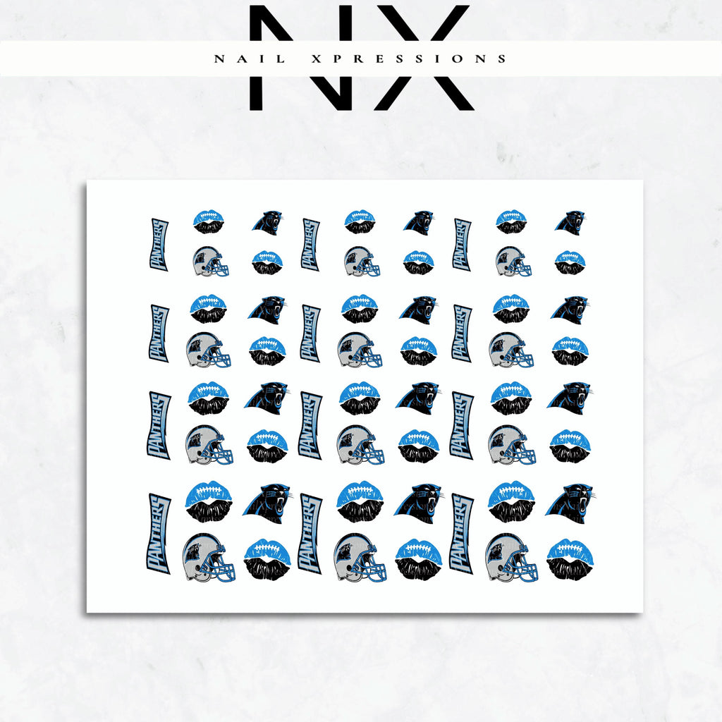 Panthers Football Nail Art | Football Nail Stickers or Nail Water Decals