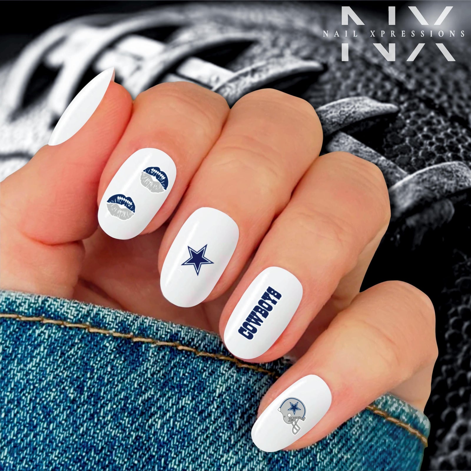 Cowboys Football Nail Art | Football Nail Stickers or Nail Water Decals
