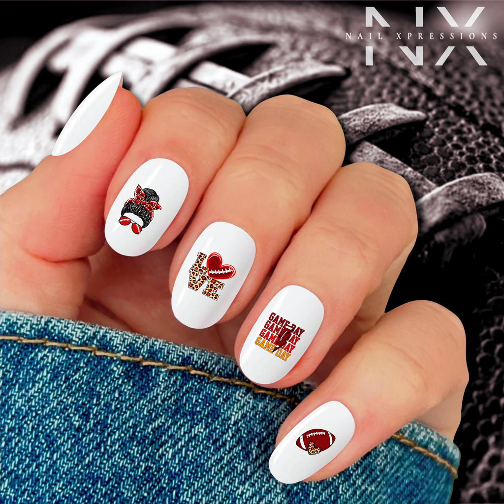 Game Day Fun Football Nail Art | Football Nail Stickers or Nail Water Decals