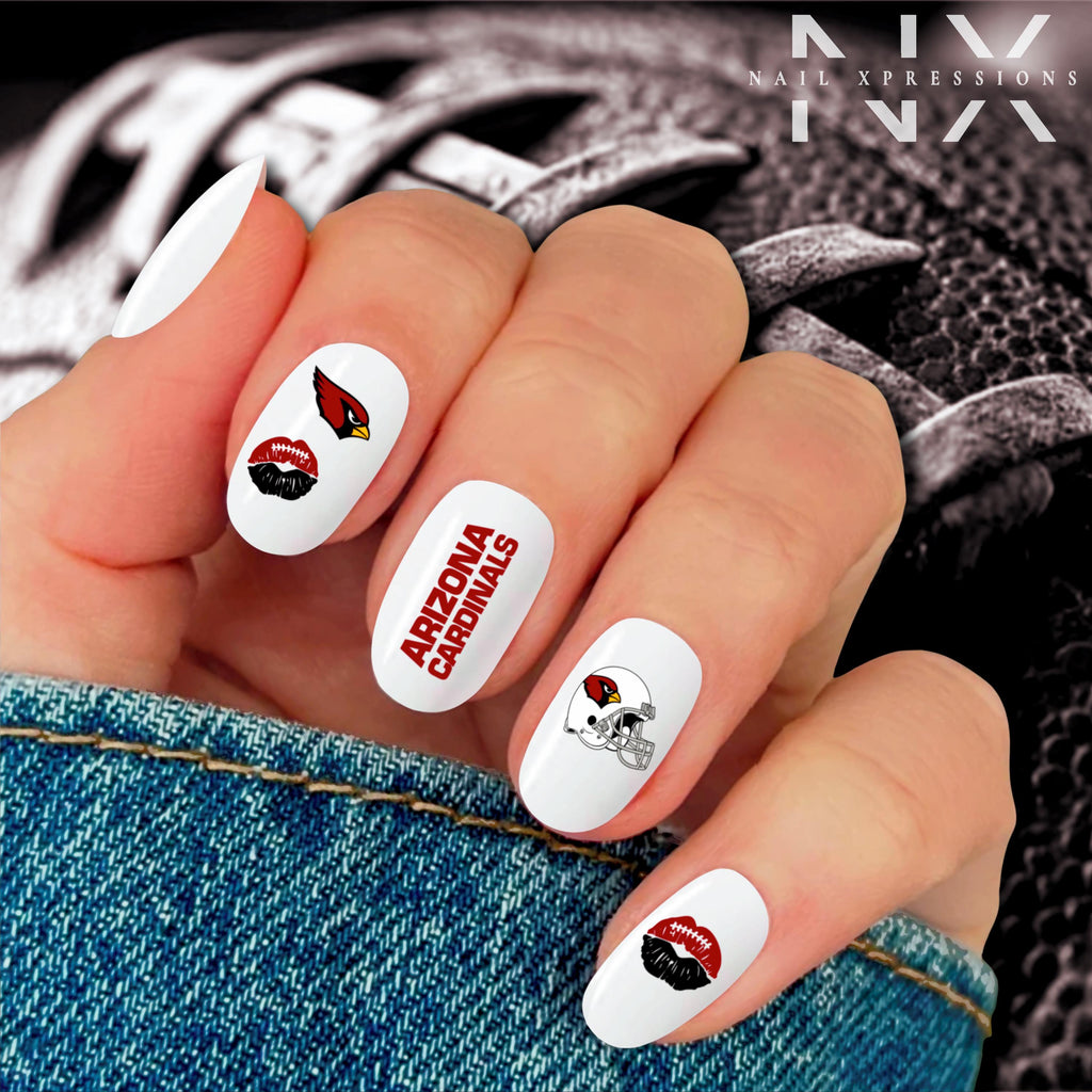 Arizona Cardinals Football Nail Art | Football Nail Stickers or Nail Water Decals