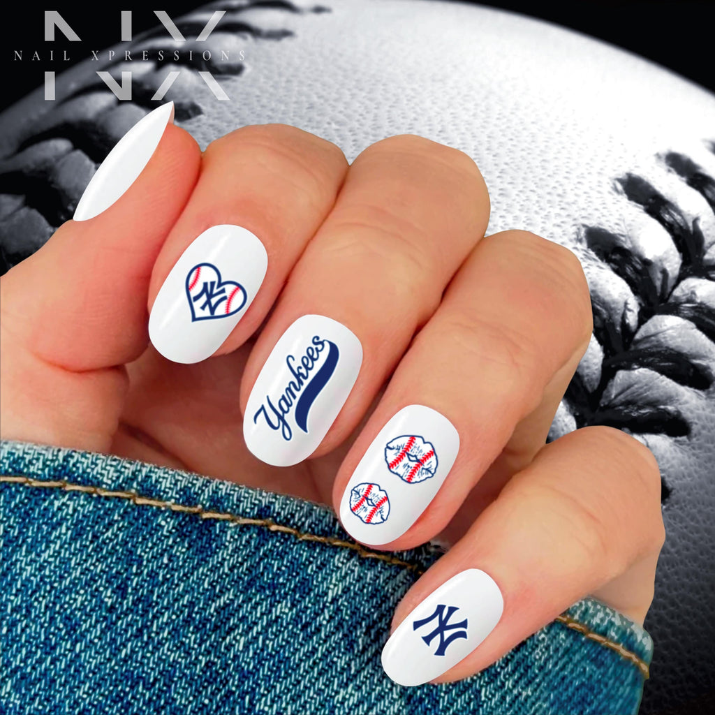 Baseball Yankee Baseball Nail Art | Baseball Nail Stickers or Nail Water Decals