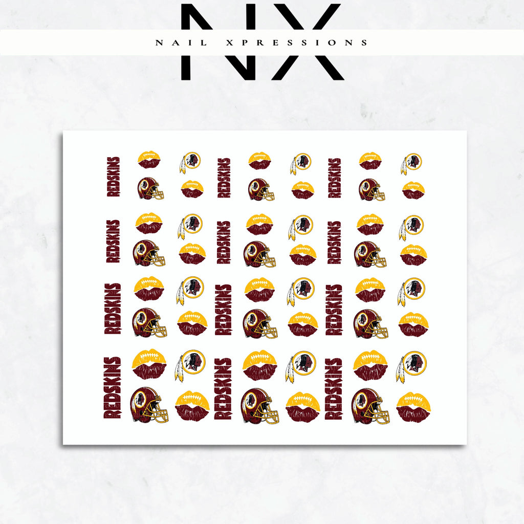 Redskins Football Nail Art | Football Nail Stickers or Nail Water Decals