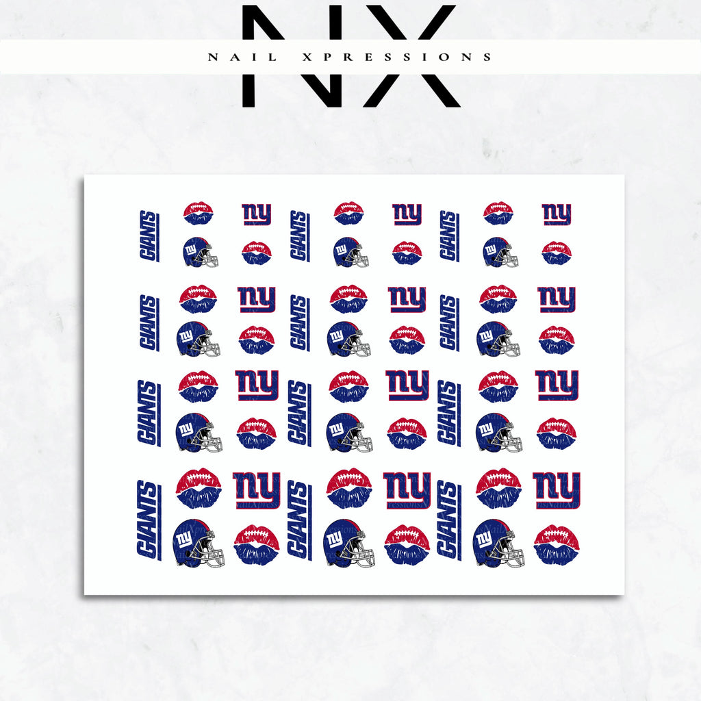 Giants Football Nail Art | Football Nail Stickers or Nail Water Decals