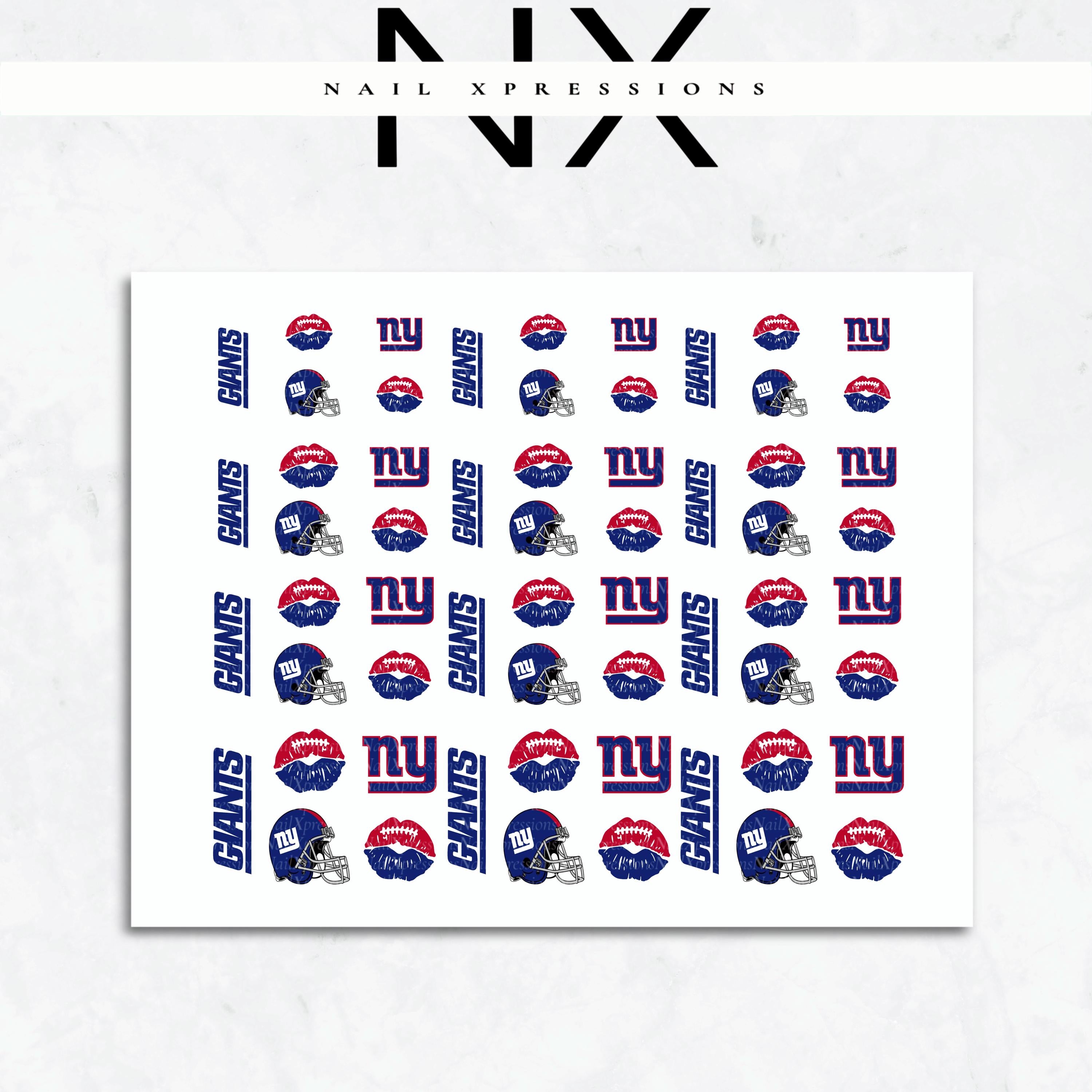 Giants Football Nail Art | Football Nail Stickers or Nail Water Decals